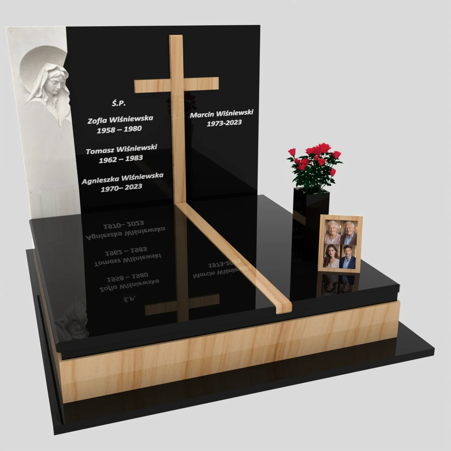Doppelgrabmal mit Skulptur der Muttergottes und Kreuz CK 115 Foto 72