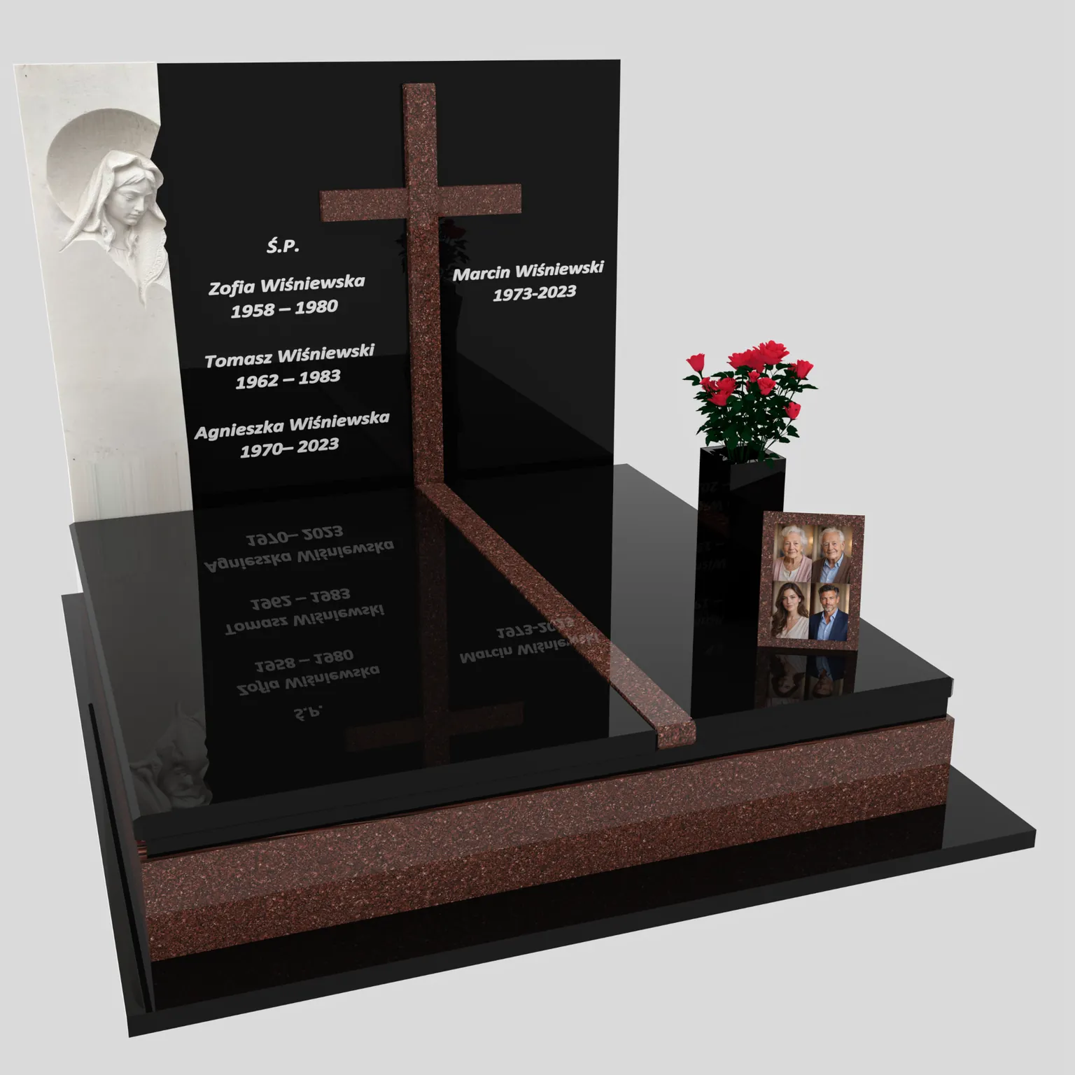 Doppelgrabmal mit Skulptur der Muttergottes und Kreuz CK 115 Foto 71