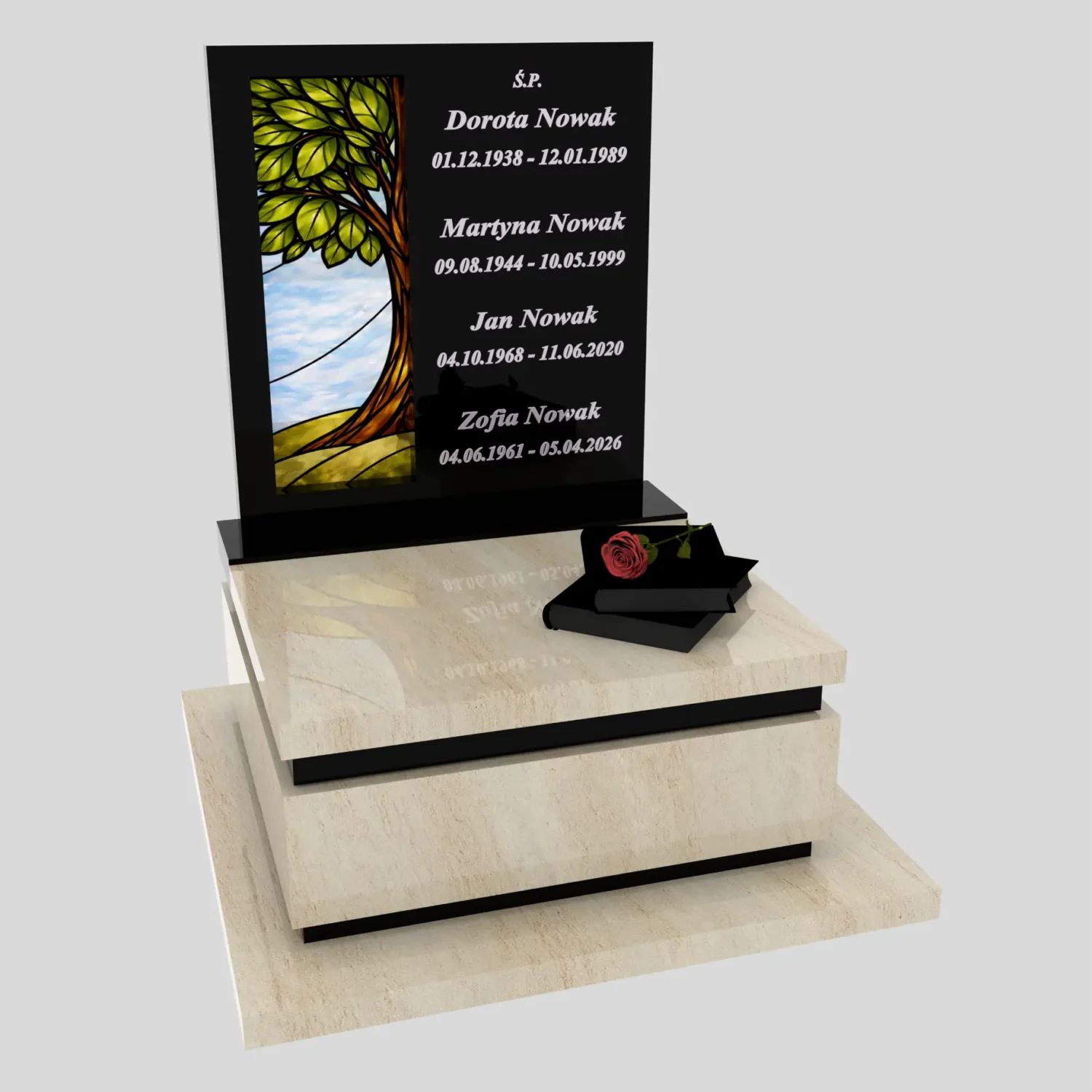 Urnengrabmal mit Glasbild Baum U 129 Foto 85