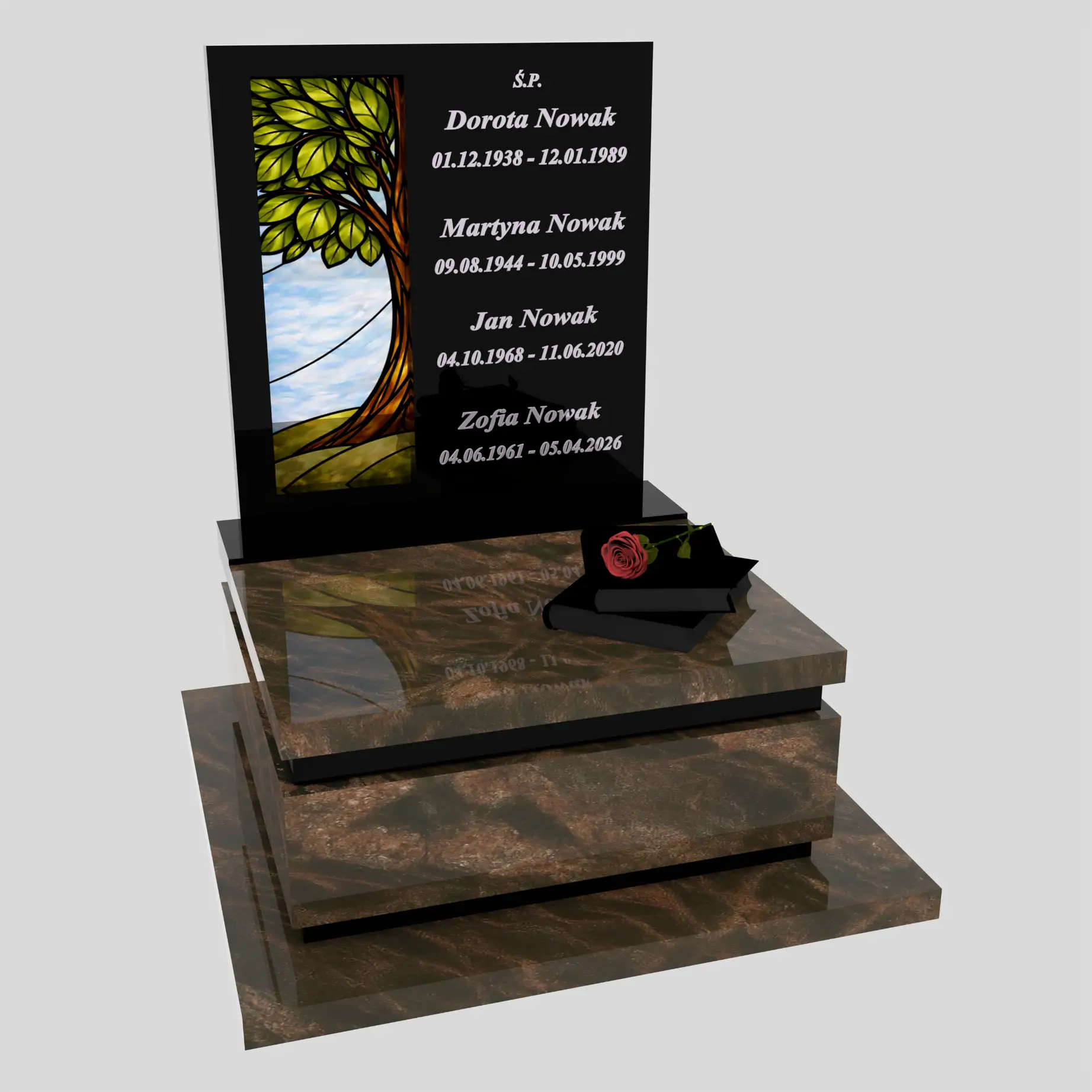 Urnengrabmal mit Glasbild Baum U 129 Foto 84