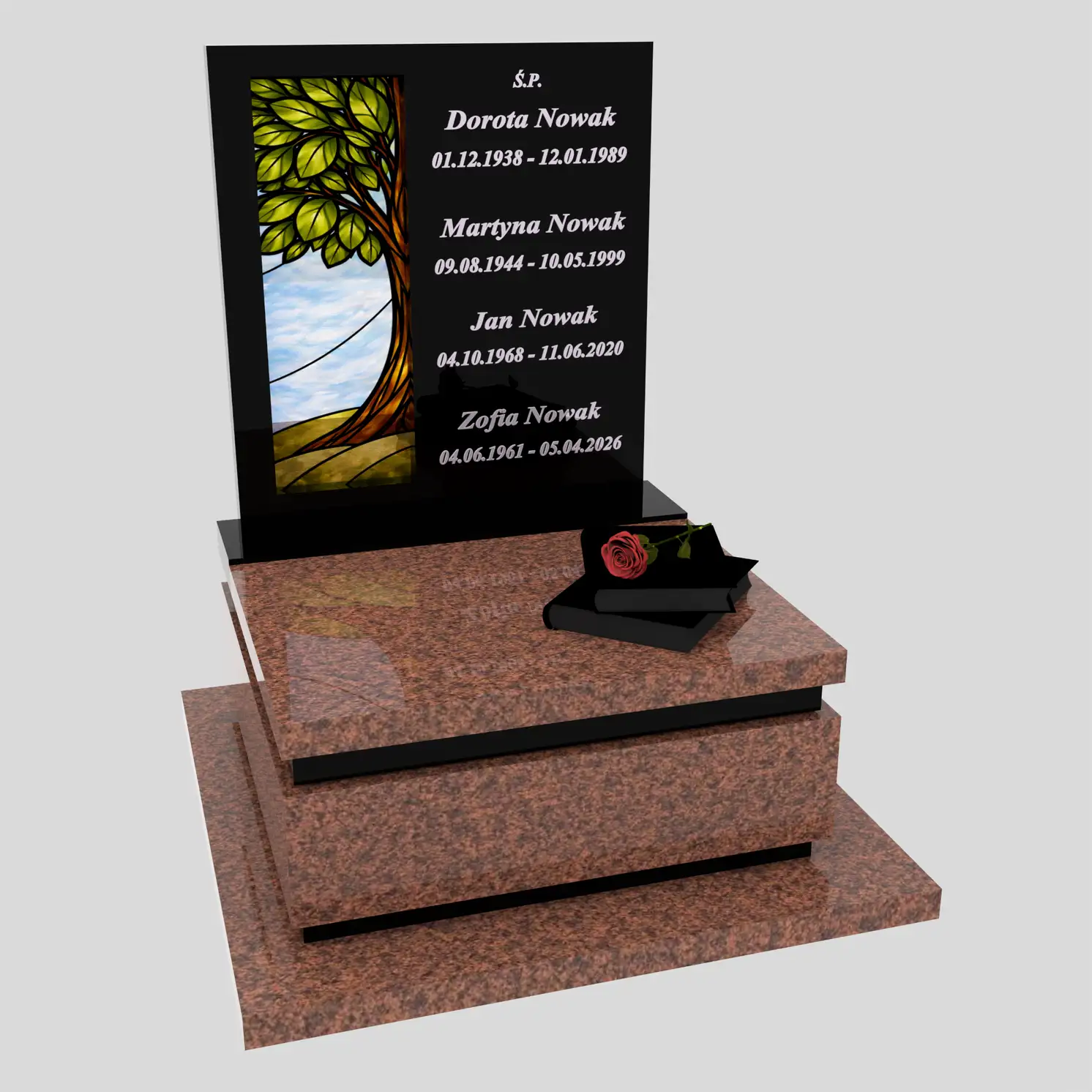 Urnengrabmal mit Glasbild Baum U 129 Foto 83