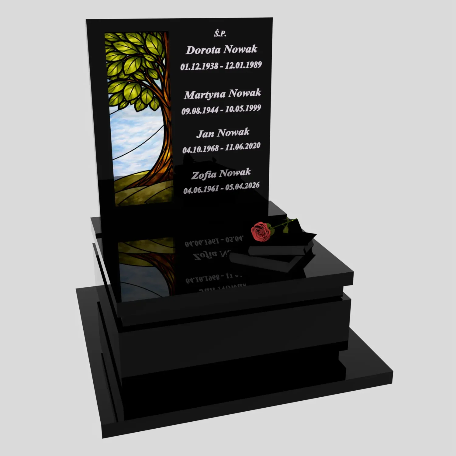 Urnengrabmal mit Glasbild Baum U 129 Foto 82