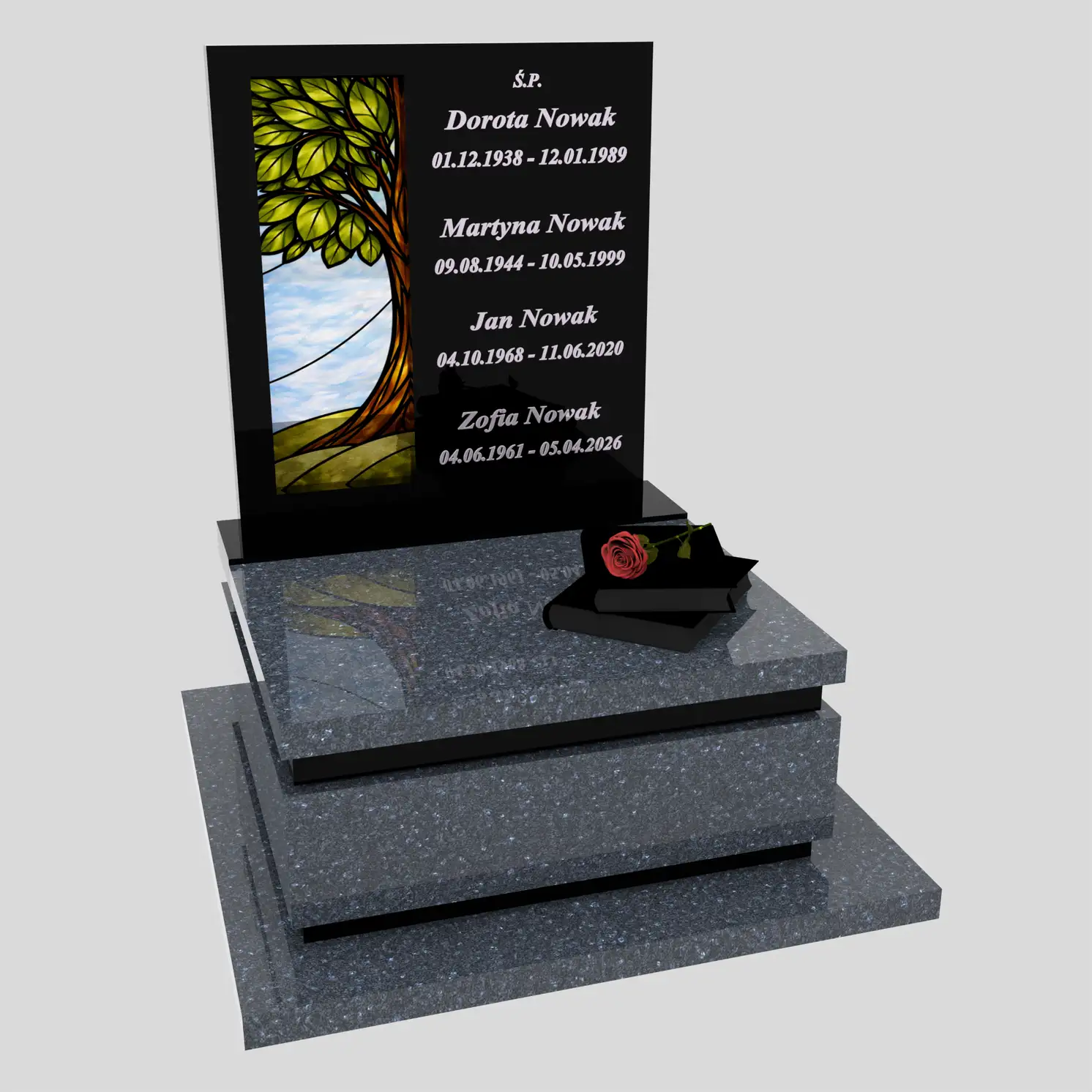 Urnengrabmal mit Glasbild Baum U 129 Foto 81