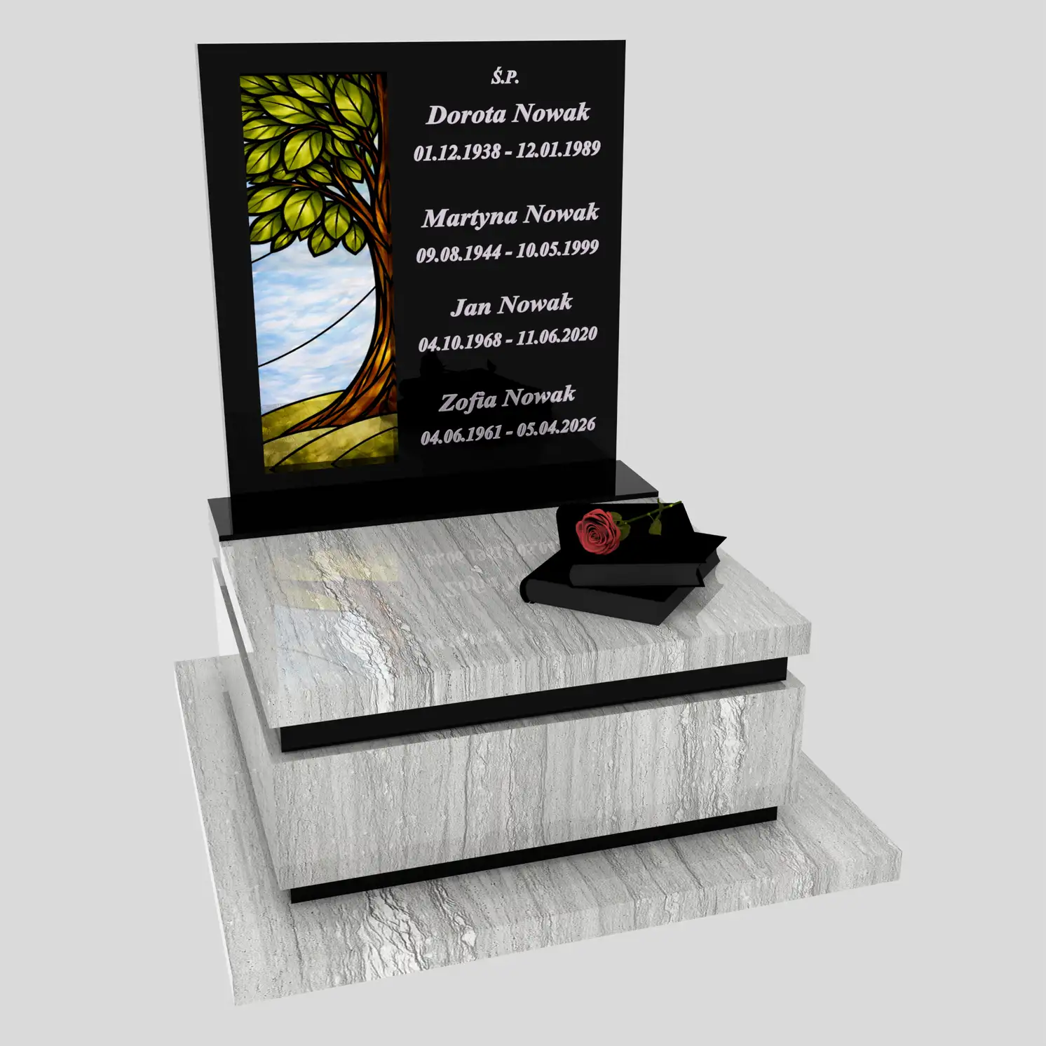 Urnengrabmal mit Glasbild Baum U 129 Foto 80