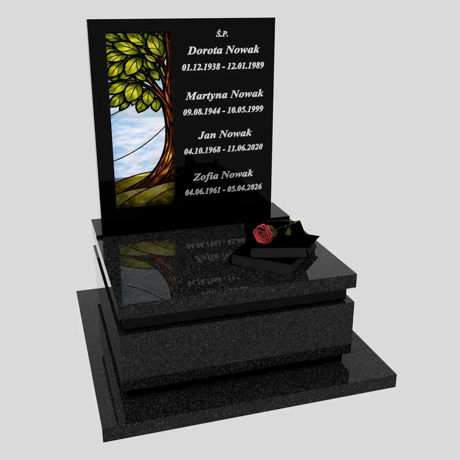 Urnengrabmal mit Glasbild Baum U 129 Foto 79