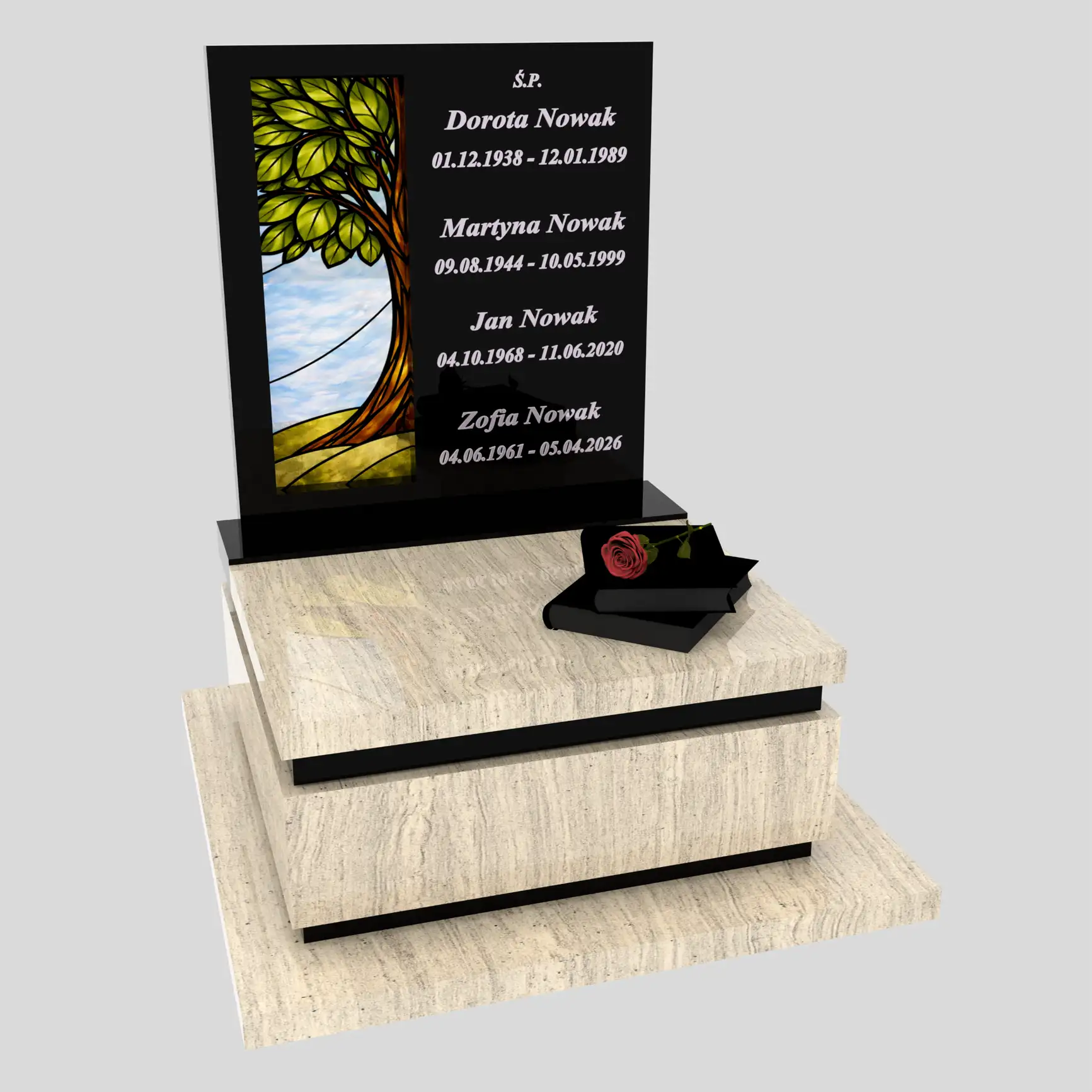 Urnengrabmal mit Glasbild Baum U 129 Foto 78