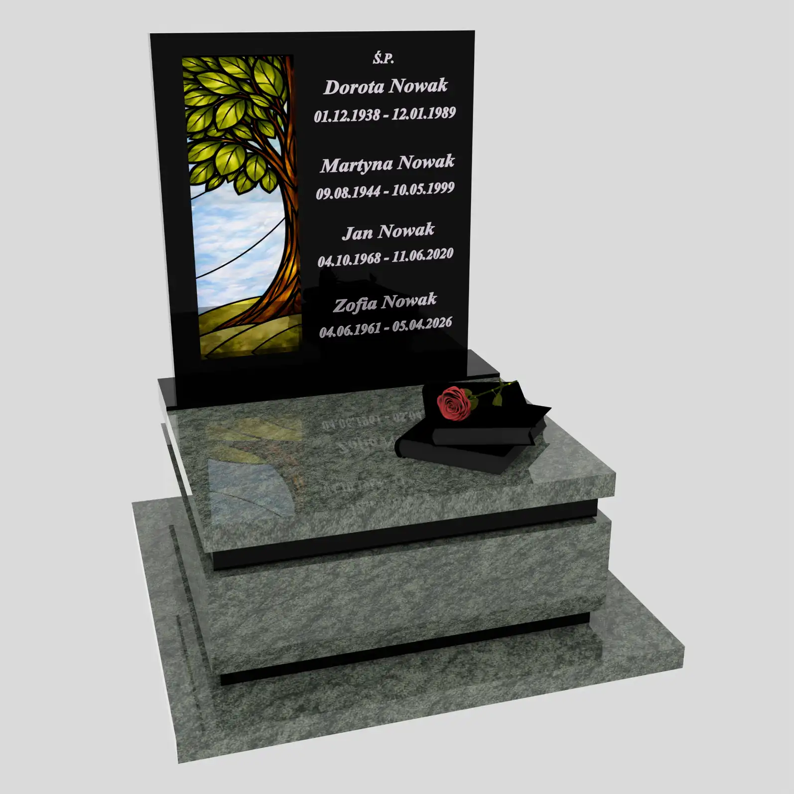 Urnengrabmal mit Glasbild Baum U 129 Foto 77