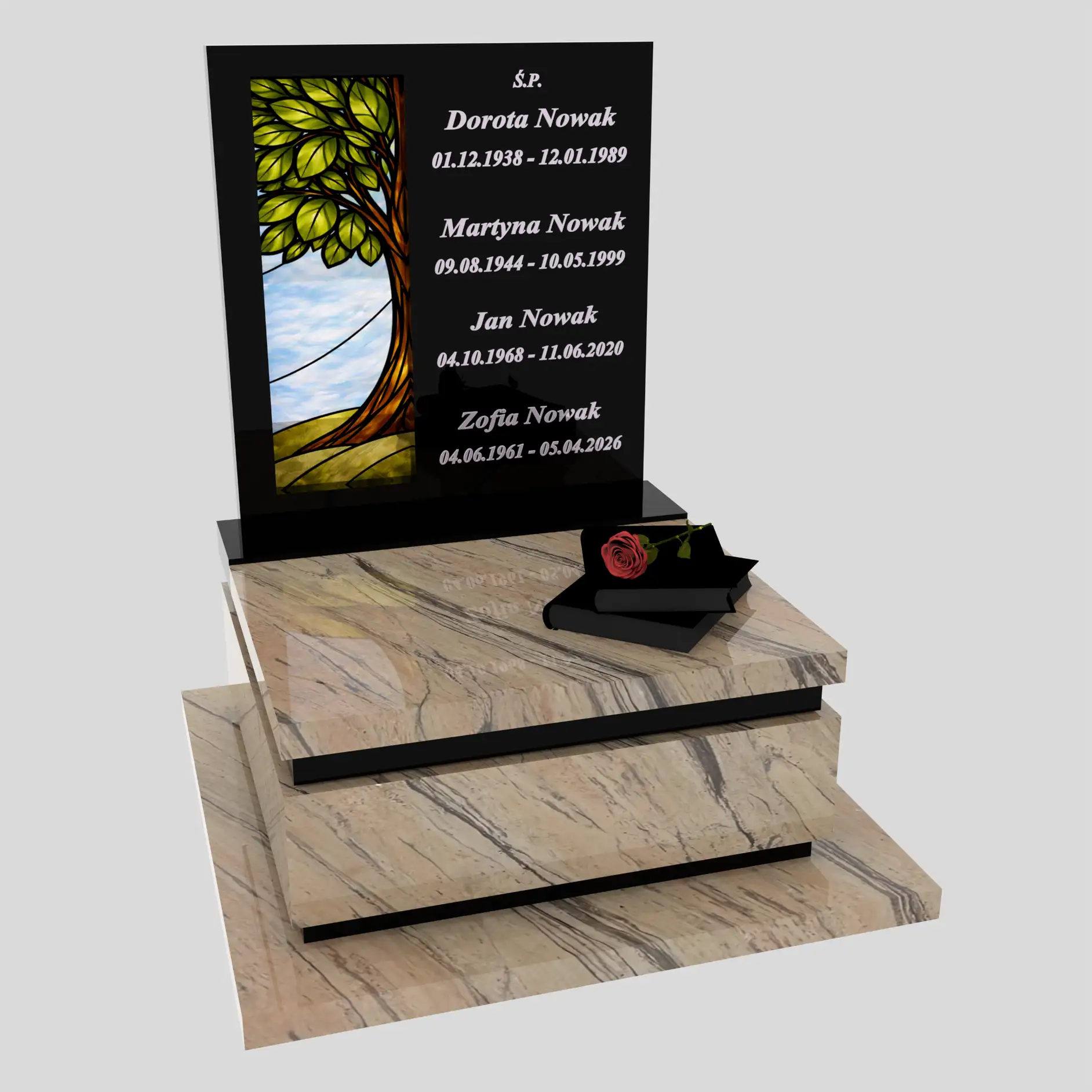 Urnengrabmal mit Glasbild Baum U 129 Foto 74