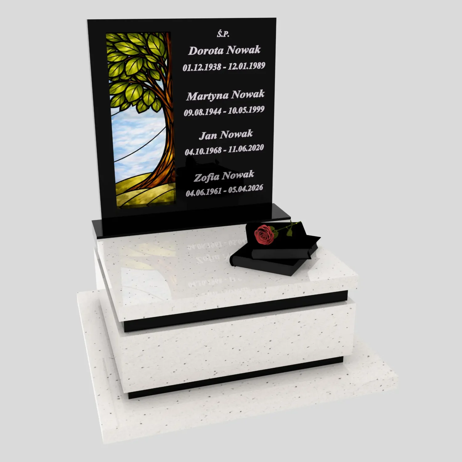 Urnengrabmal mit Glasbild Baum U 129 Foto 73