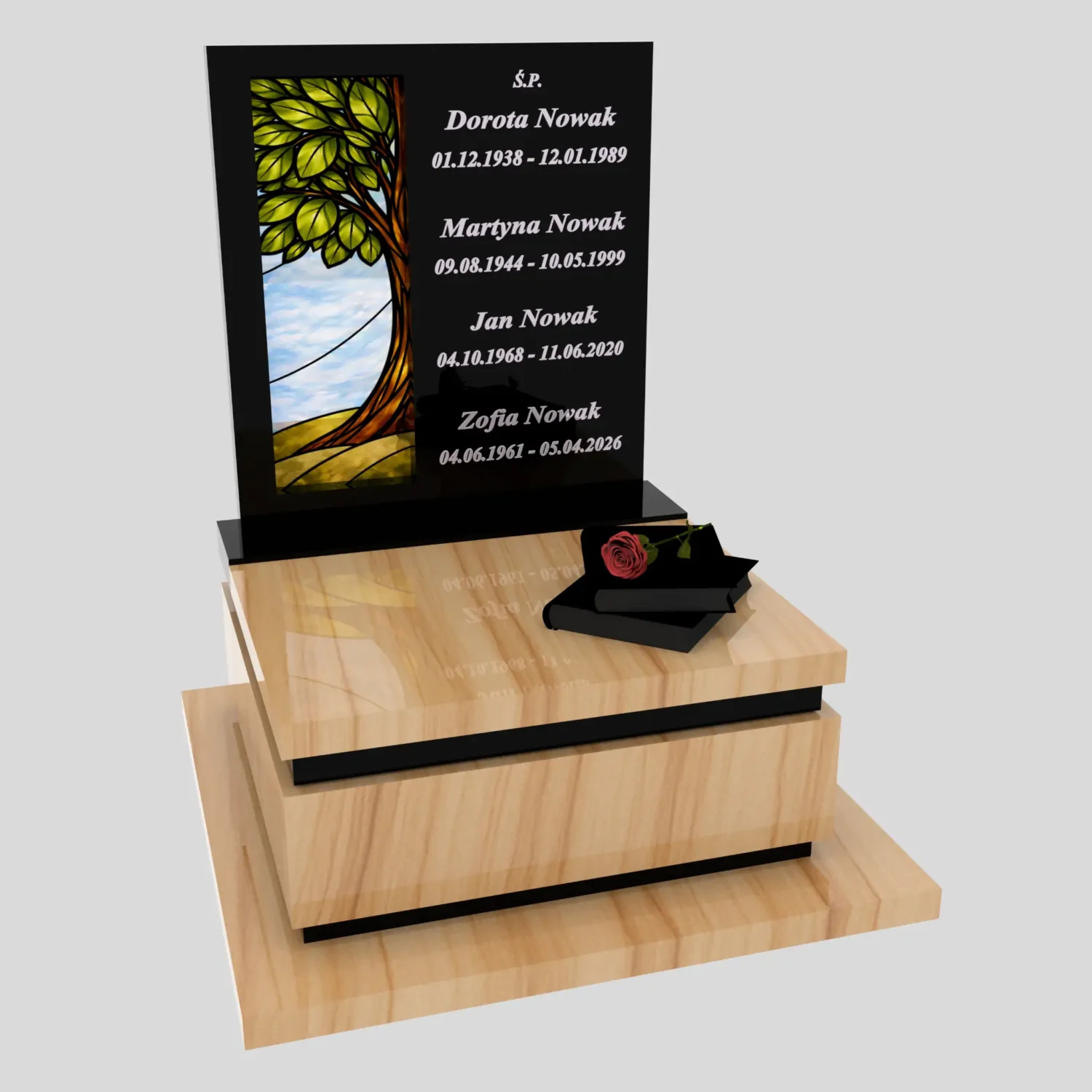 Urnengrabmal mit Glasbild Baum U 129 Foto 72
