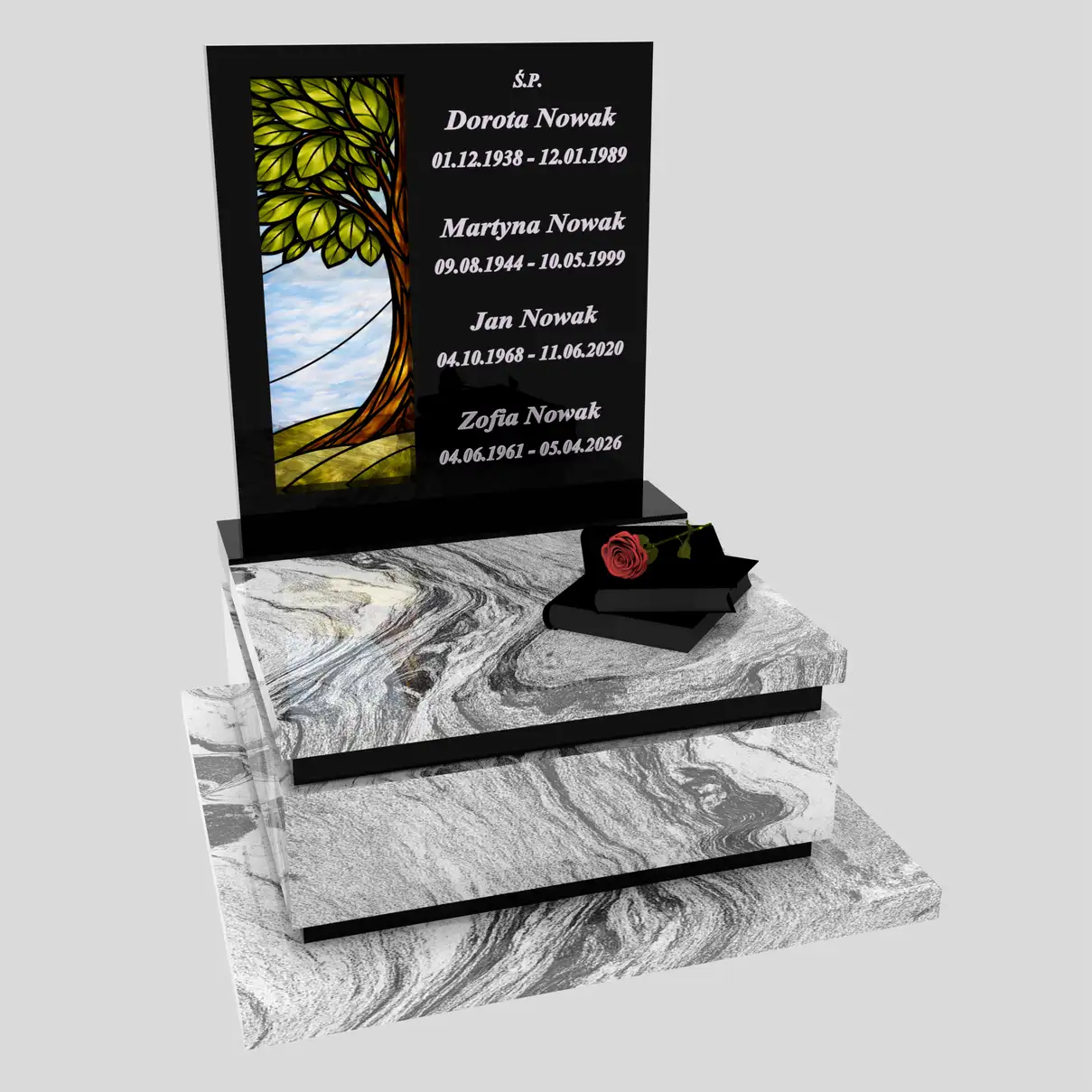 Urnengrabmal mit Glasbild Baum U 129 Foto 71