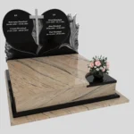 Doppelgrabstein mit Herz- und Blumenrelief CK 119 Foto 37