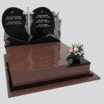 Doppelgrabstein mit Herz- und Blumenrelief CK 119 Foto 38