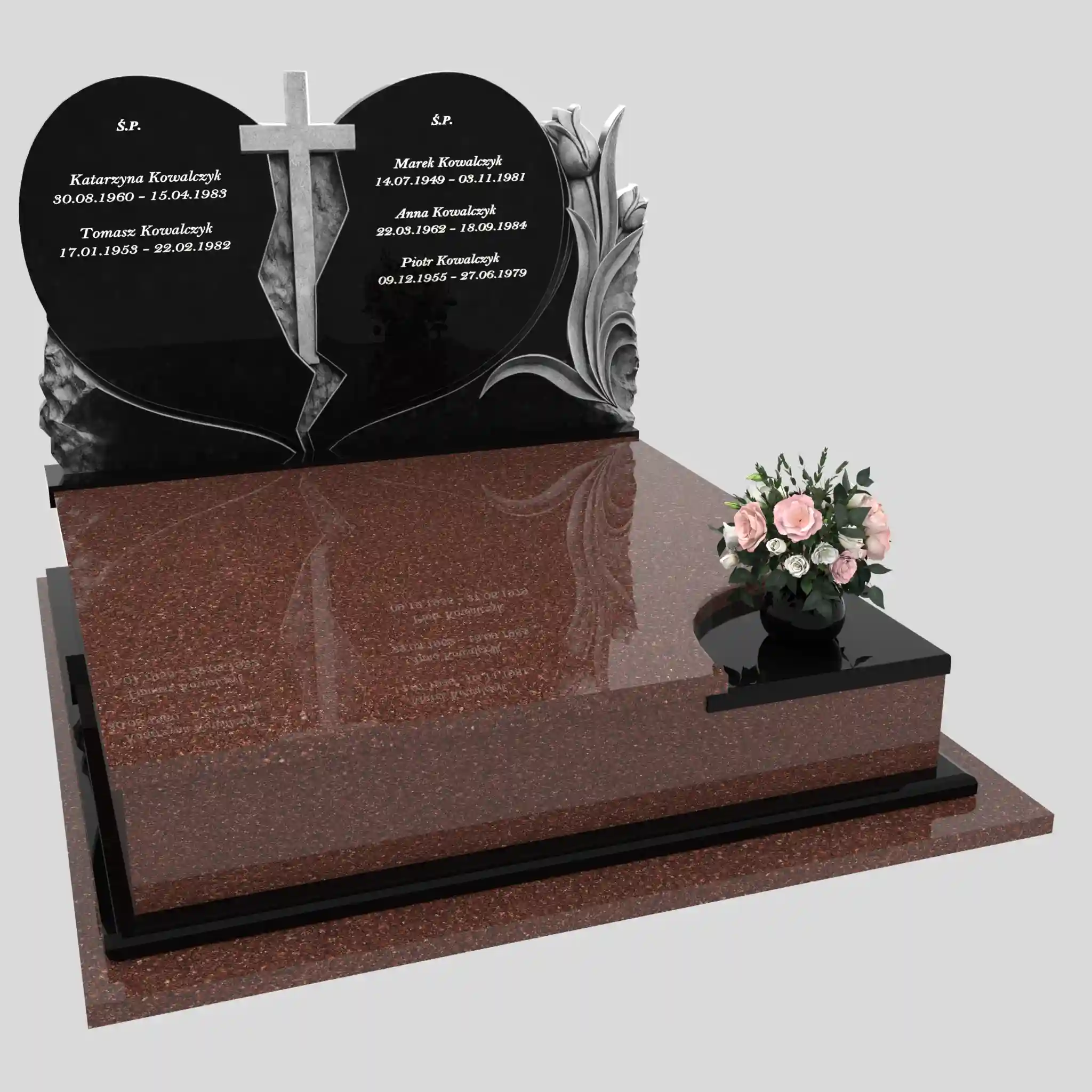 Doppelgrabstein mit Herz- und Blumenrelief CK 119 Foto 71