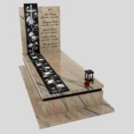 Einzelgrabstein mit Gravur von Rosen und Kreuz K 126 Foto 37