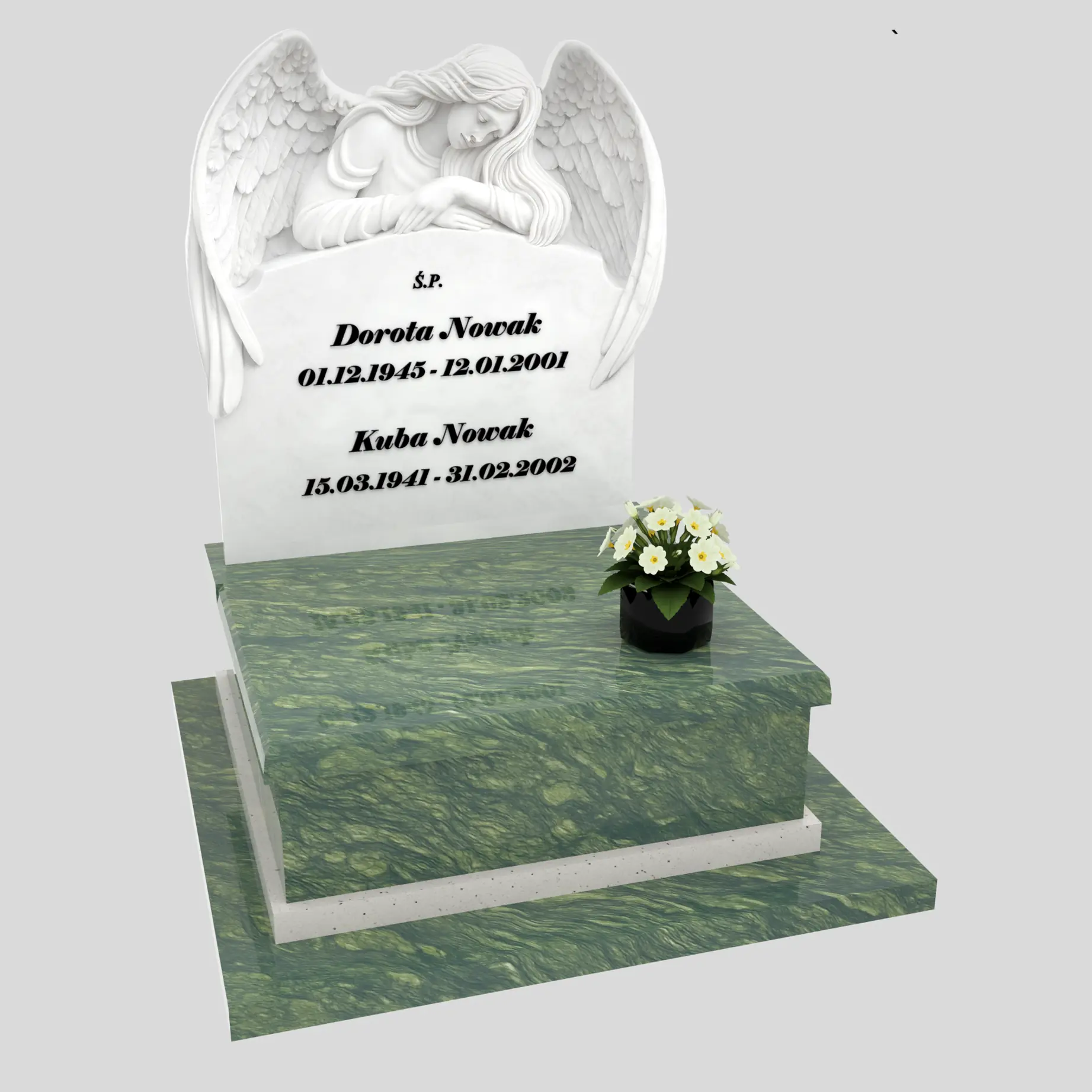 Urnengrabstein mit Engelsfigur aus Marmor U 130 Foto 77