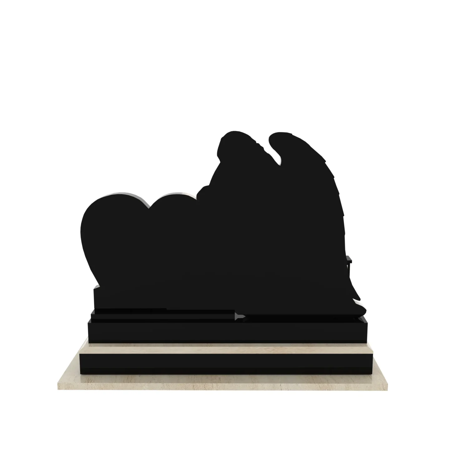 Doppelgrabstein mit Engelsfigur und Herz CK 120+360 – photo №6
