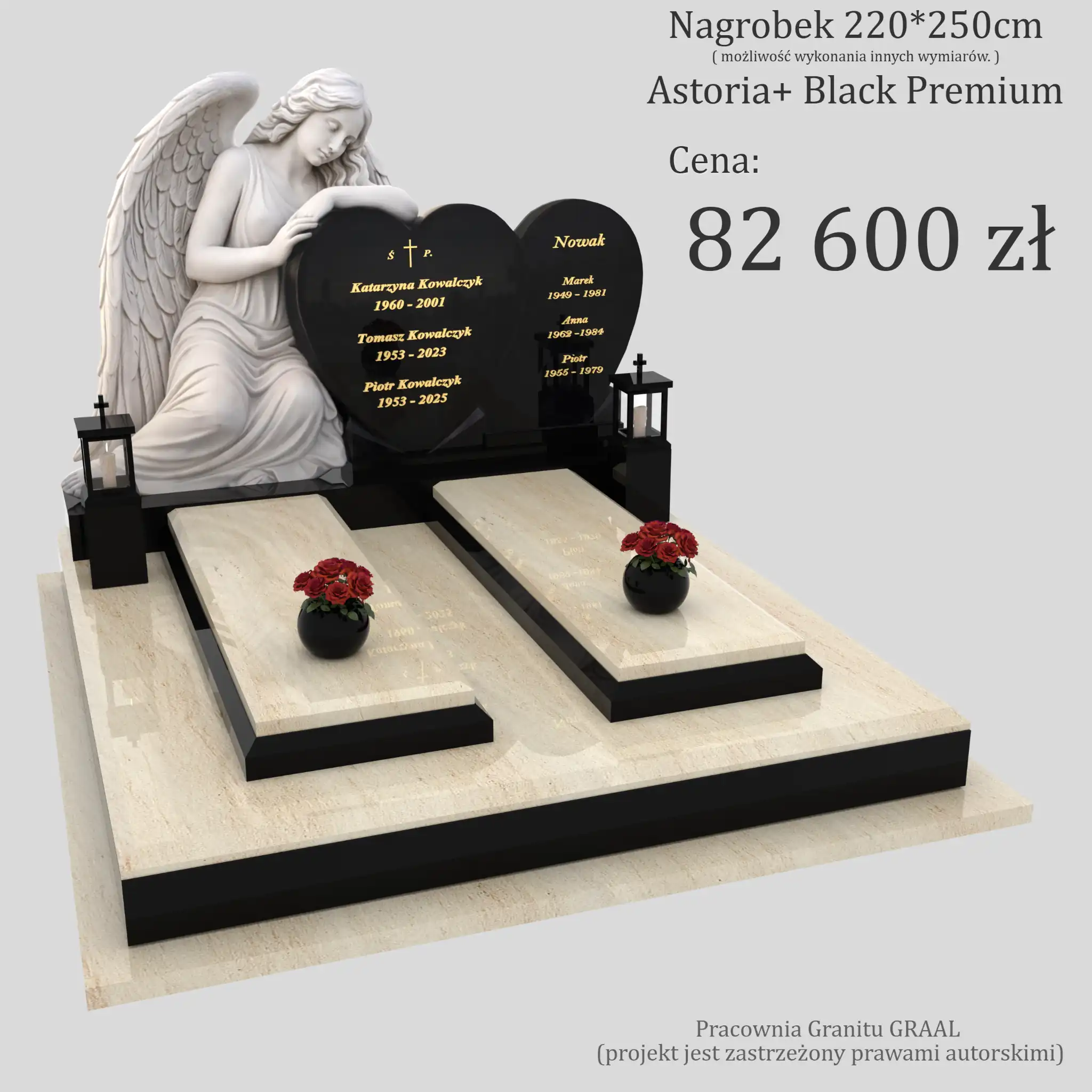Doppelgrabstein mit Engelsfigur und Herz CK 120 Foto 33