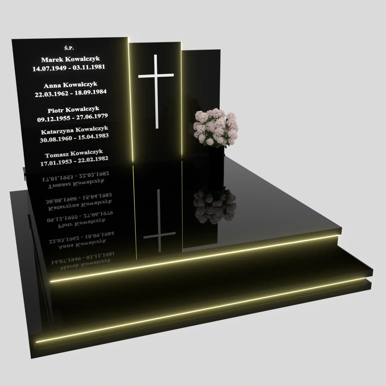 Doppelgrabstein mit LED-Beleuchtung KD 77 Foto 85