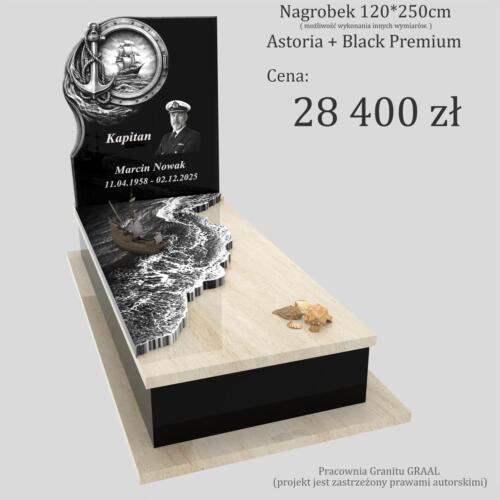 Nagrobki Warszawa | Nagrobki pojedyncze dla kapitana z grawerem z granitu astoria