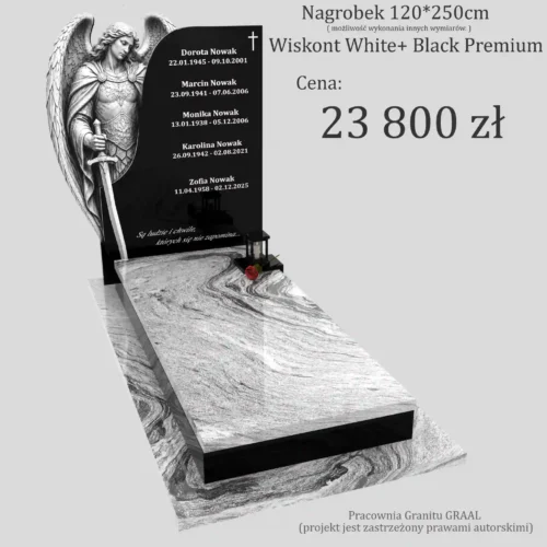 Nagrobki Warszawa | Nagrobki pojedyncze z grawerem archanioła z granitu wiskont white