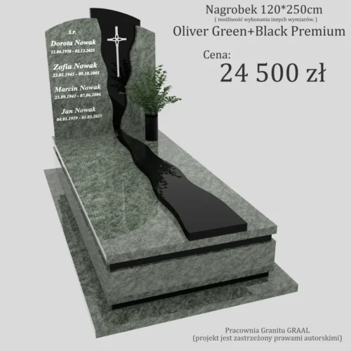 Nagrobki Warszawa | Nagrobki pojedyncze z krzyżem z granitu oliver green