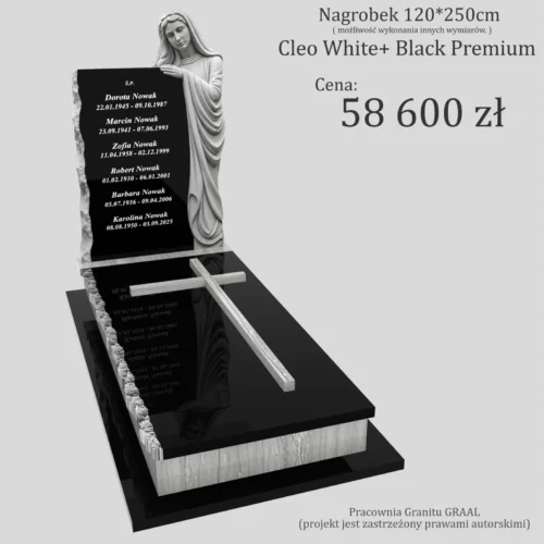 Nagrobki Warszawa | Nagrobki pojedyncze z rzeźbą Matki Boskiej z granitu cleo white